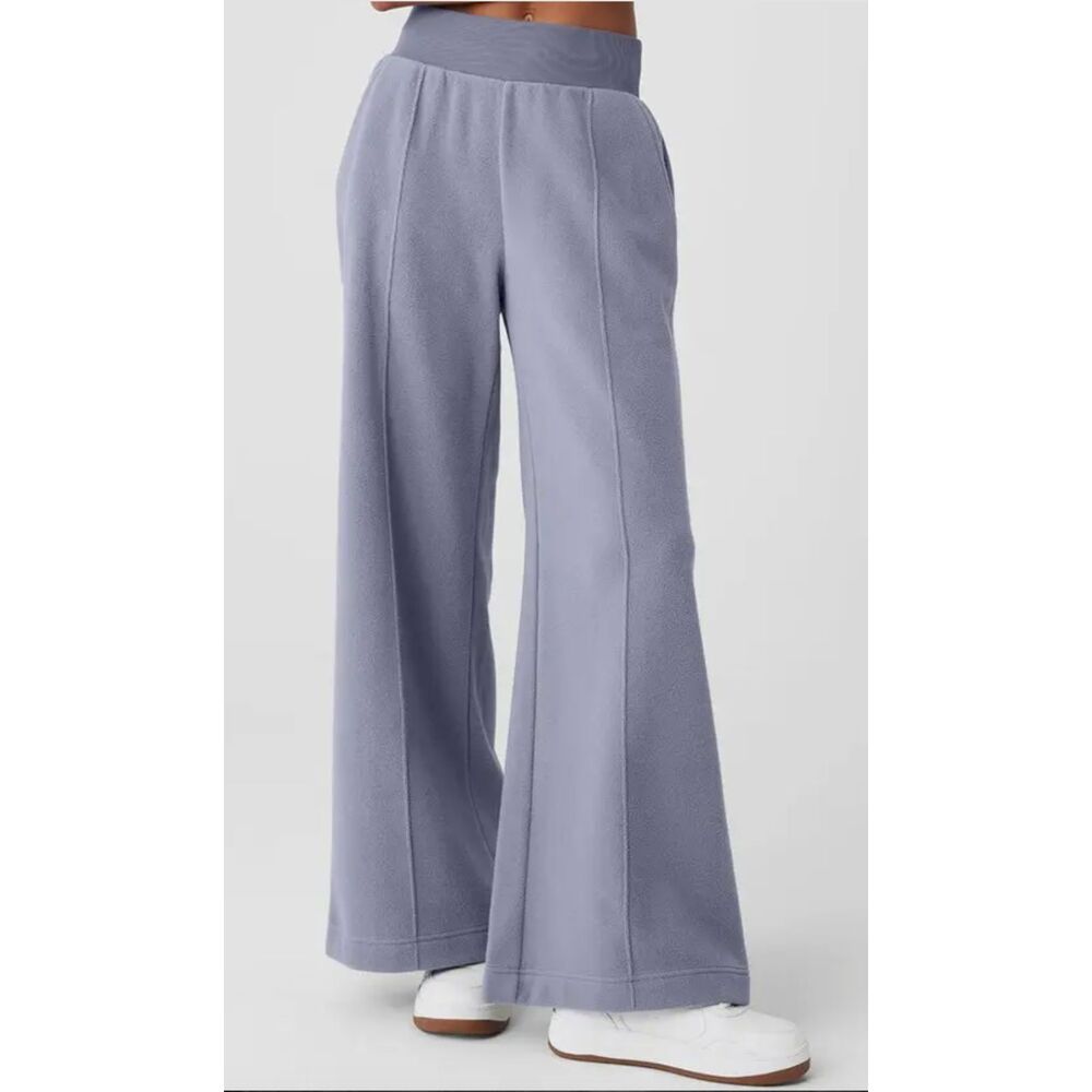 Alo Yoga Polar Fleece High-Waist Snowdrift Wide Leg Pants – Gray – Size Large